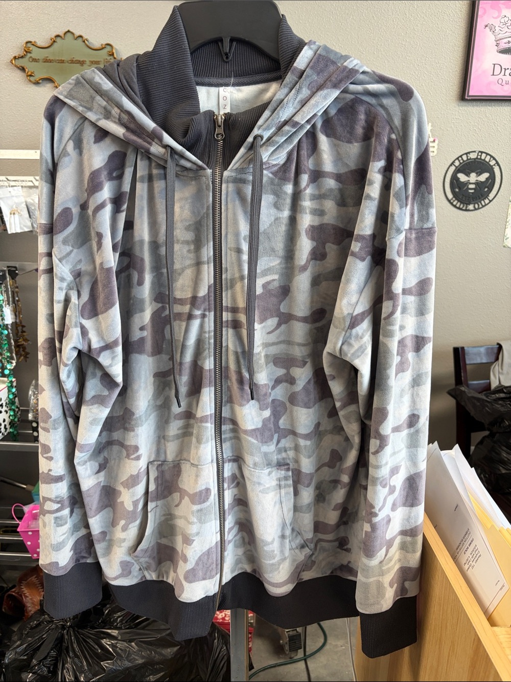 Cozy Camo Hoodie Jacket - Gray Camouflage